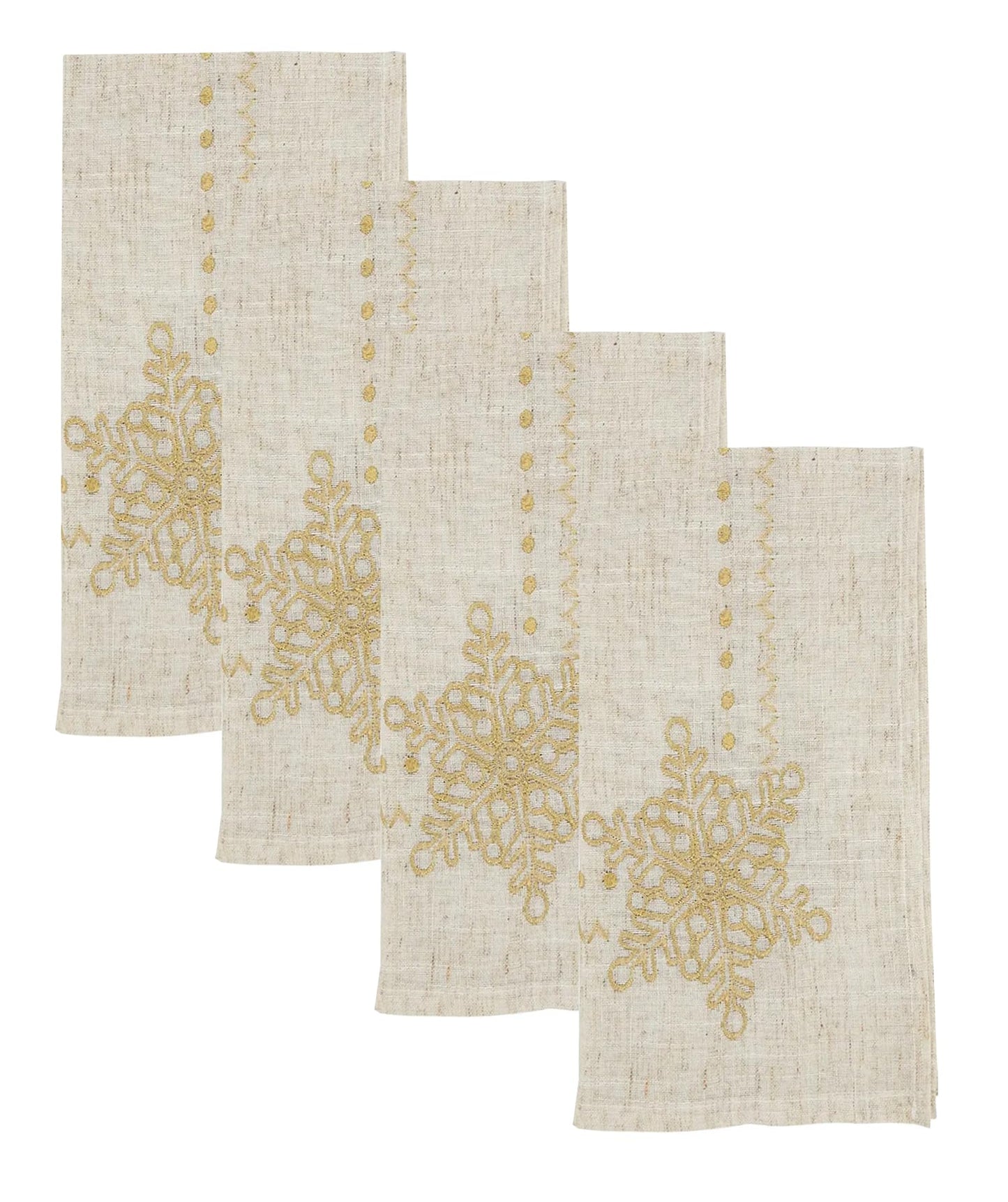 Fennco Styles Metallic Gold Embroidered Snowflake Christmas Table Runner 16" W x 72" L
