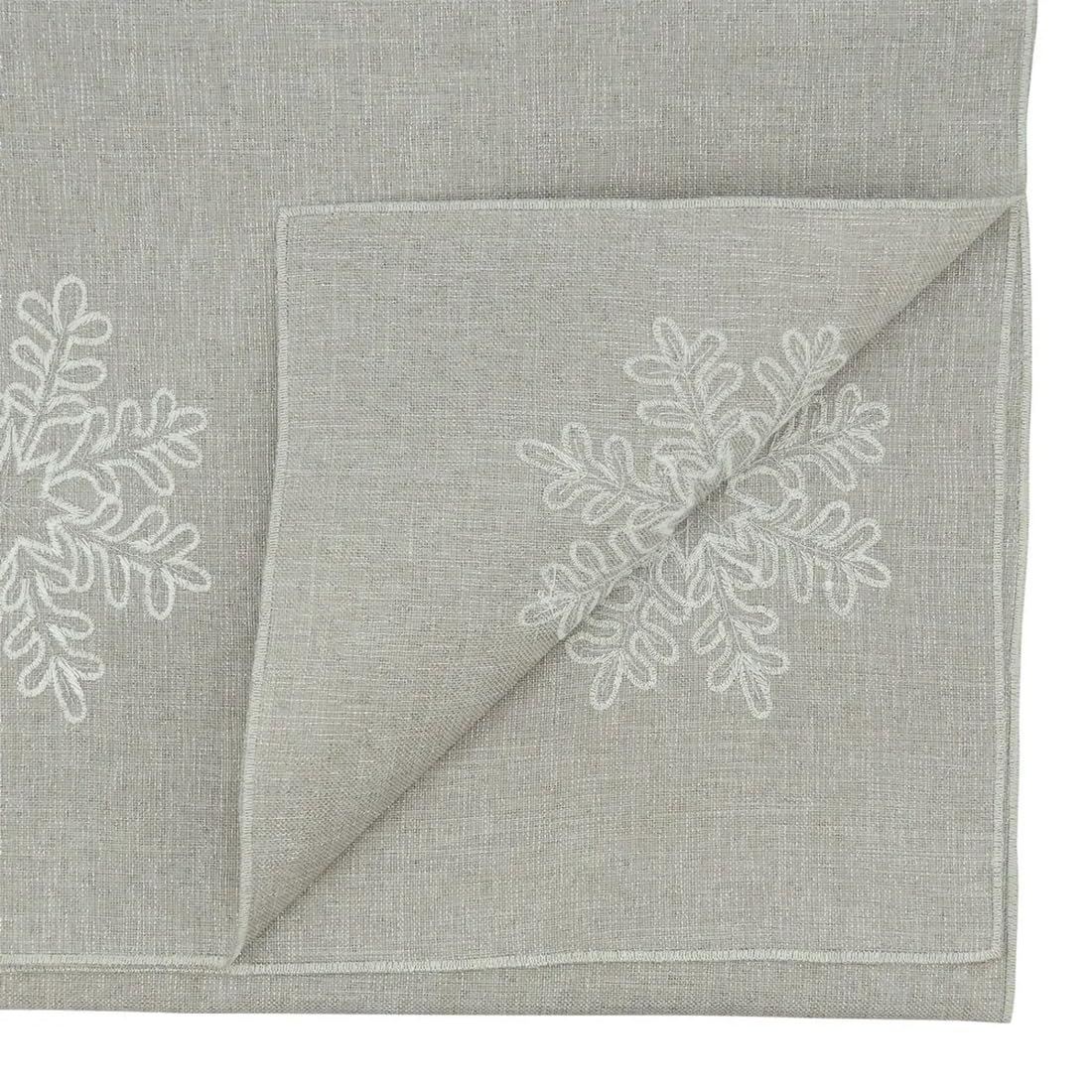 Fennco Styles Embroidered Snowflake Holiday Tablecloth - Silver Elegant Table Cover for Home Décor, Everyday Use, Christmas, Weddings and Special Events