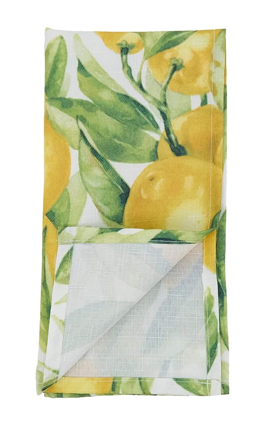 Fennco Styles Lemon Printed Cloth Napkins 20 x 20 Inch, Set of 4 - Multicolored Dinner Napkins for Home Décor, Dining Room, Banquets, Everyday Use and Special Occasions