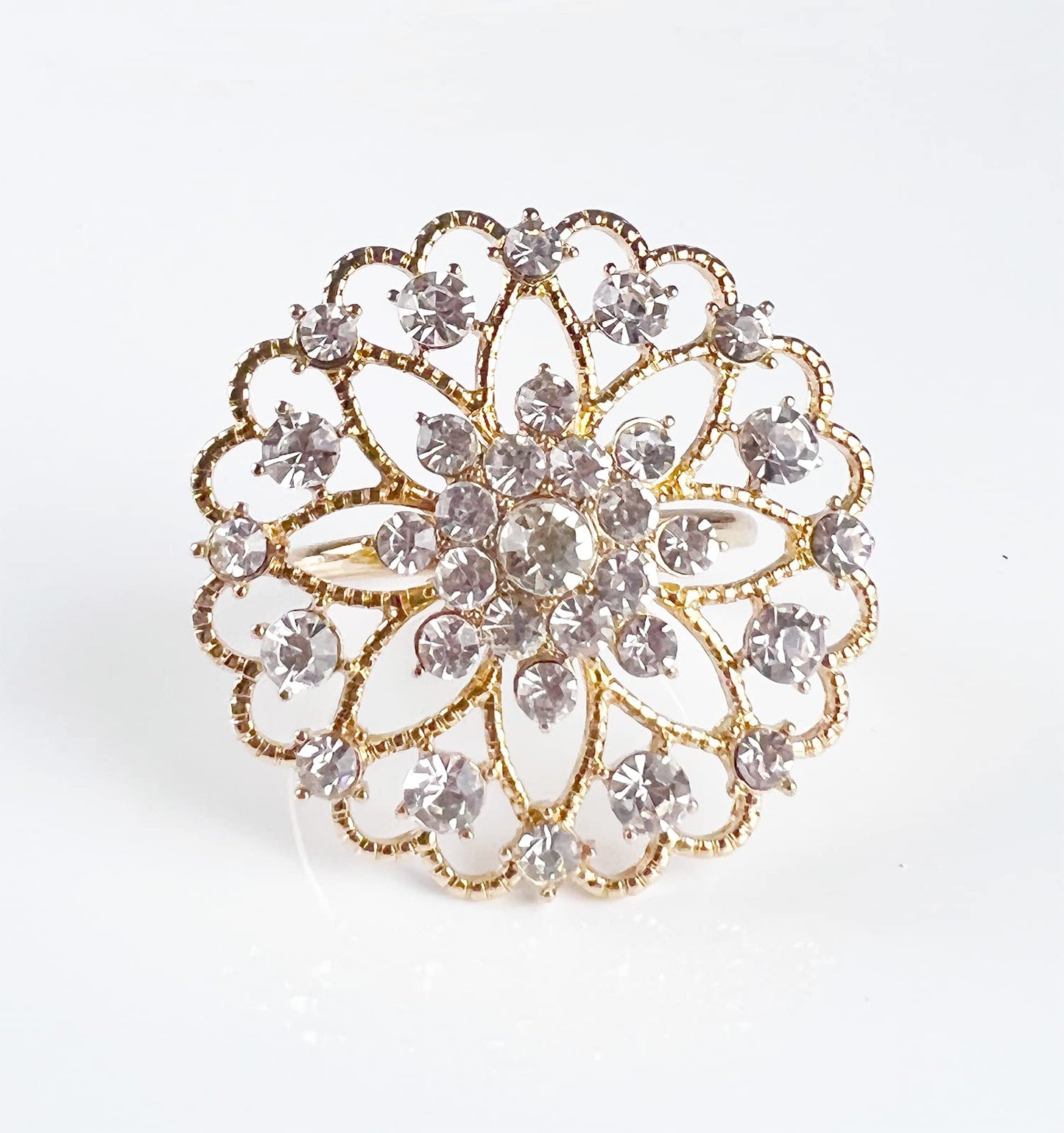 Fennco Styles Rhinestone Crystal Flower Napkin Rings Wedding Holiday Table Decoration - Set of 4