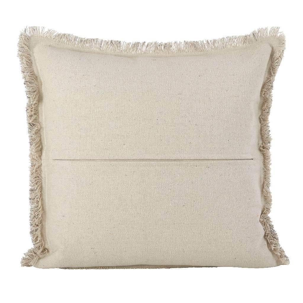 Fennco Styles Diamond Design Fringed Cotton Down Filled Decorative Throw Pillow 20" W x 20" L - Geometric Cushion for Home, Couch, Living Room, Bedroom and Office Décor