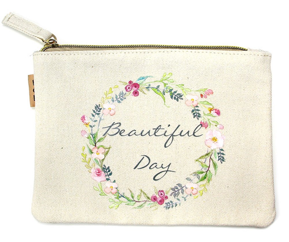 StylesILove 100% Cotton Multi-use Makeup Cosmetic Travel Clutch Pouch Bag (Beautiful Day)