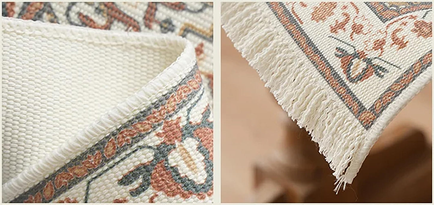 Fennco Styles Antique Turkish Printed with Fringe Placemats 14" W x 19" L, Set of 4 - Brown Oriental Woven Table Mats for Dining Room, Banquets, Family Gatherings, and Holidays