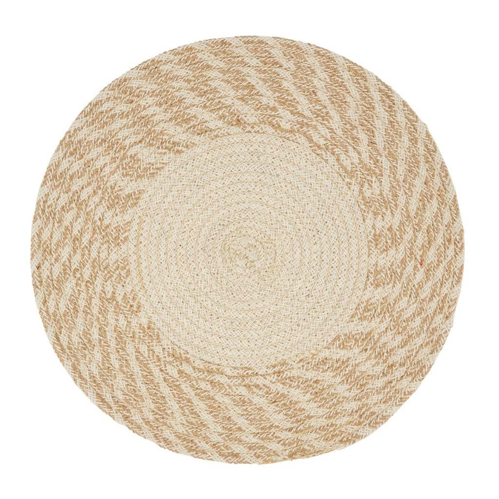 Fennco Styles Hand Braided Two-Tone Cotton Placemats 15" Round, Set of 4 - Woven Texture Heat Resistant Insulation Table Mats for Home Décor, Dining Table, Banquets, Holidays and Special Occasions