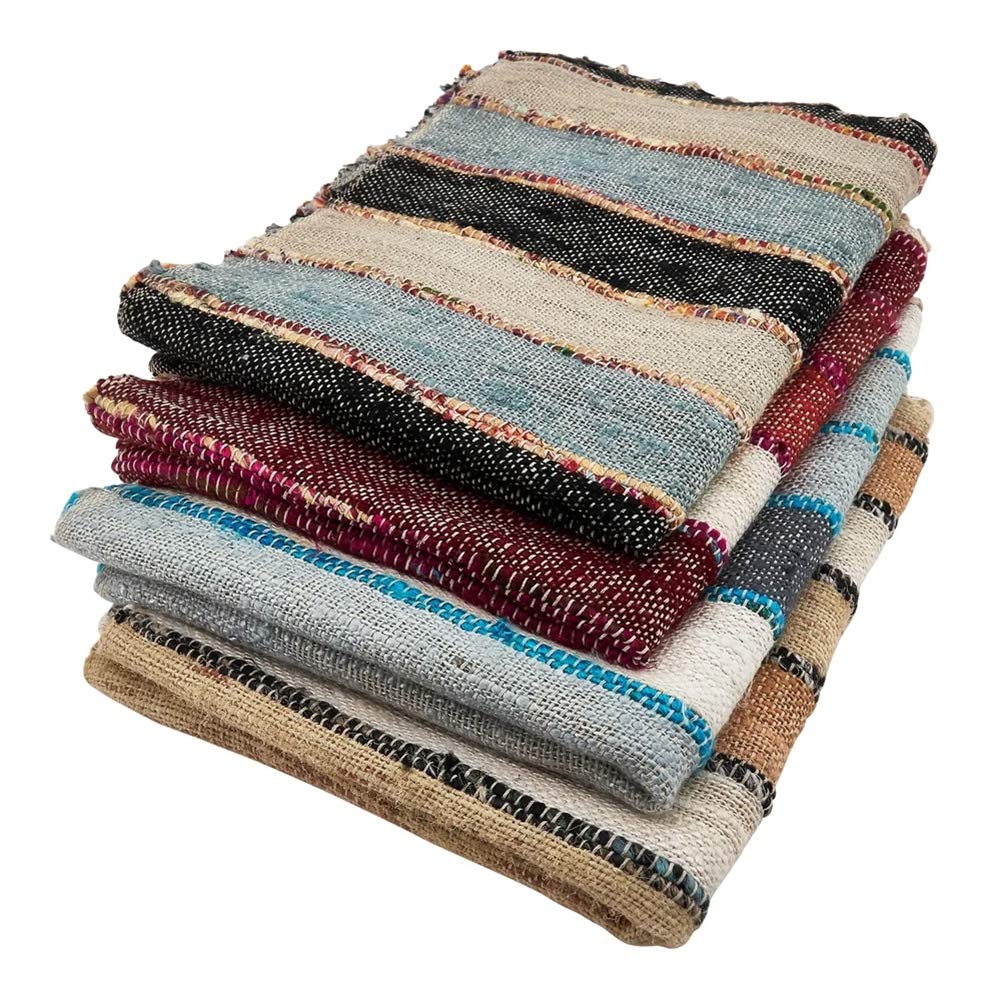Fennco Styles Woven Chindi Striped Fringe 100% Cotton Table Runner 16 x 72 Inch - Multi Table Cover for Home Décor, Dining Table, Banquets, Family Gathering and Special Occasion