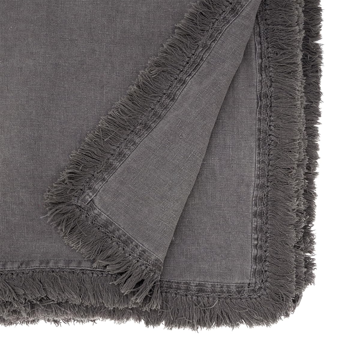 Fennco Styles Stonewashed Fringe Design 100% Linen Tablecloth - Ivory Table Cover for Holidays, Dining Table, Everyday Use, Banquets and Special Occasion