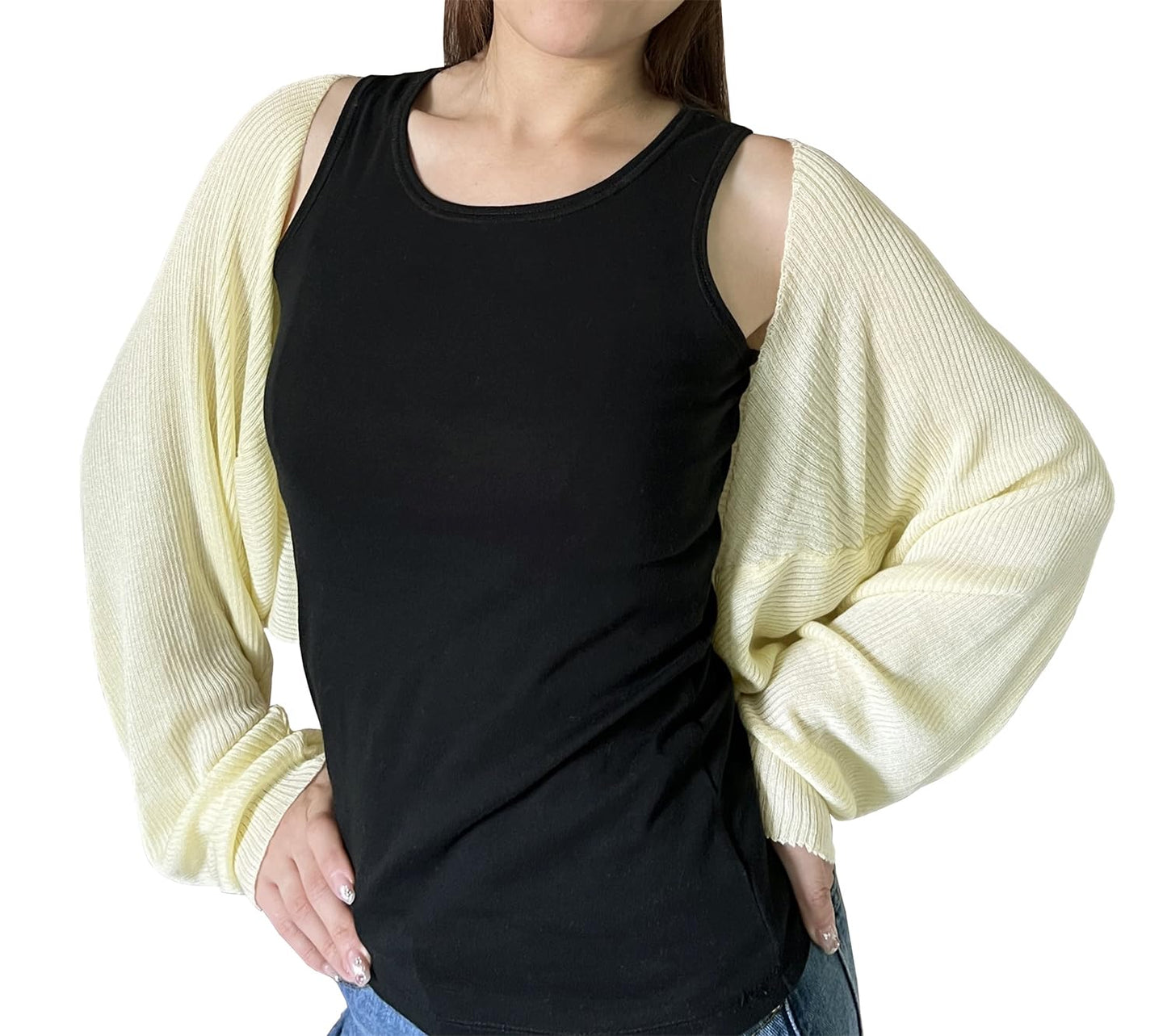 stylesilove Women Lightweight Ribbed Knit Bolero Shrug Long Sleeve Solid Cardigan Soft Sweater Open Front Cape Shawl