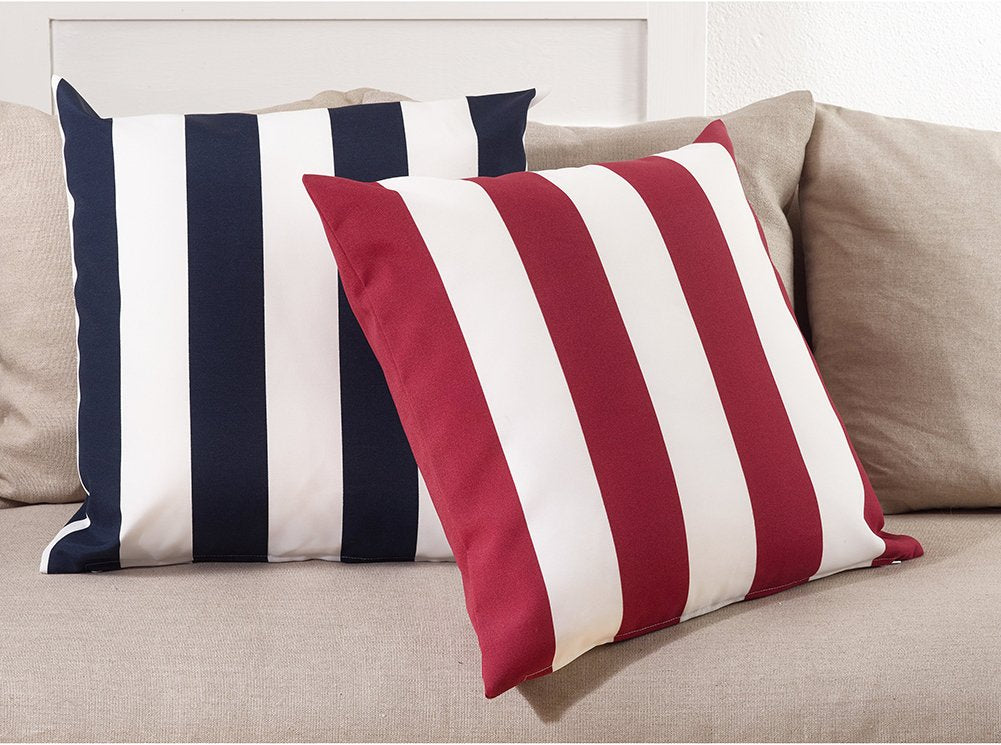 Fennco Styles Classic Wide Striped Poly Filled Throw Pillow - Blue Printed Accent Cushion for Home, Indoor Outdoor, Couch, Bedroom and Office Décor