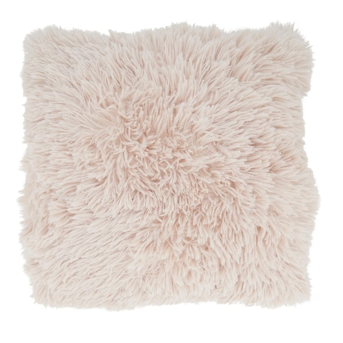 Fennco Styles Classic Faux Fur Decorative Throw Pillow Cover 18 x 18 Inch - Ivory Plush Cushion Case for Home, Couch, Living Room, Office and Holiday Décor