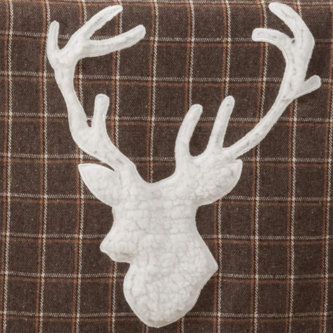 Fennco Styles Lodge Plaid Reindeer Table Runner 16" W x 72" L - Brown Table Cover for Home, Dining Table Decor, Banquet, Christmas and Special Event