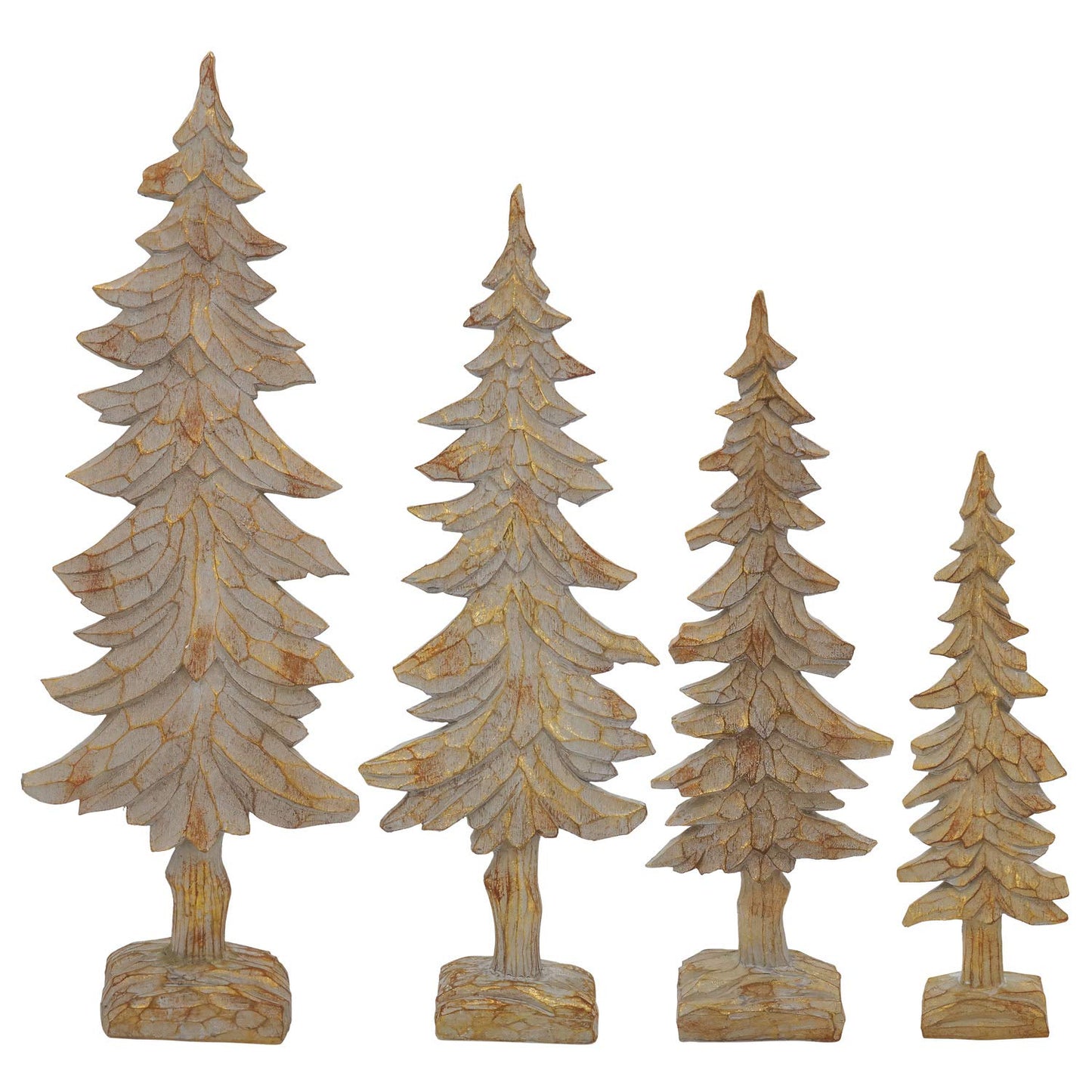 Fennco Styles Gold Resin Wood-Look Christmas Tree Figurine - Decorative Tabletop Small Tree for Christmas, Holiday, Home, Desk, Mantel and Office Décor