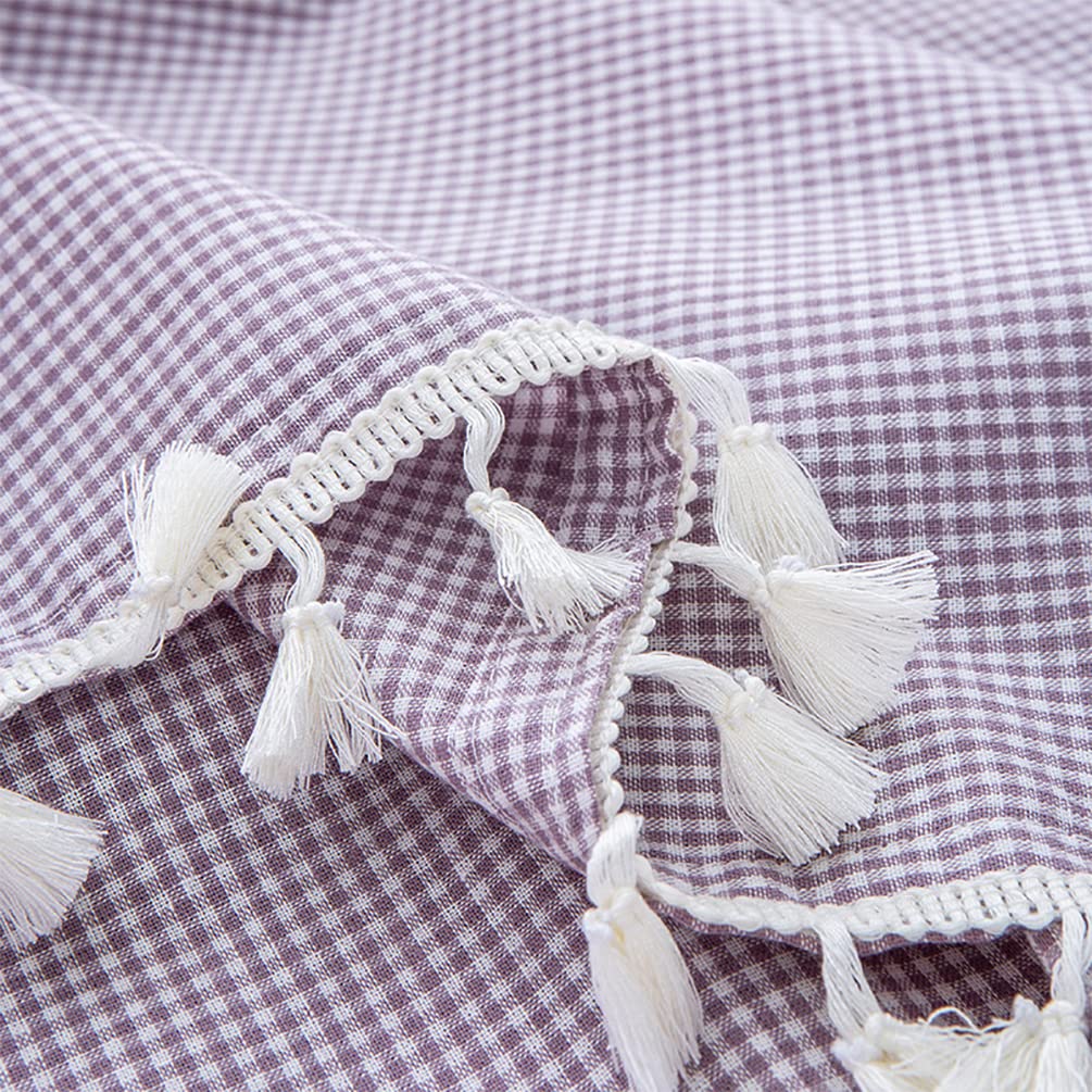 Fennco Styles Woven Gingham Cotton Tablecloth with Tassel 55" W x 71" L - Checkered Rectangle Table Cover for Everyday Use, Home, Dining Table Décor, Banquets, Farmhouse, and Special Events