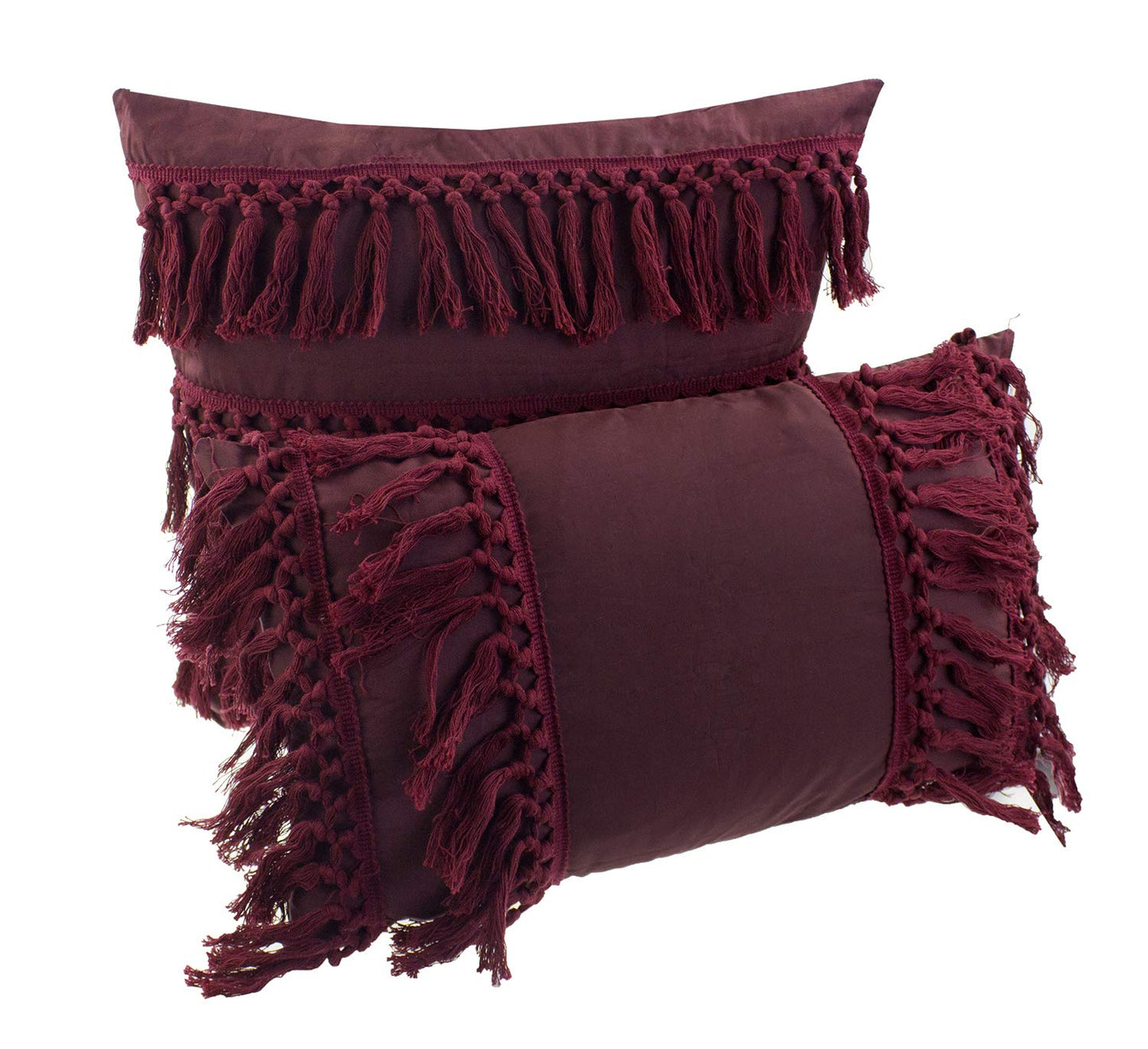 Fennco Styles Stylish Fringe Tassels Decorative Cotton Throw Pillow