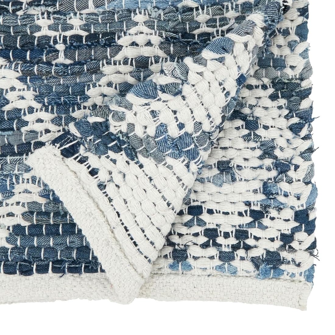 Fennco Styles Modern Diamond Chindi Cotton Table Runner 16" W x 72" L - Blue Geometric Rectangular Table Cover for Boho Décor, Dining Table, Banquets, Family Gathering and Special Events