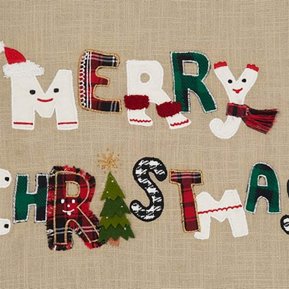 Fennco Styles Merry Christmas Cotton Table Runner 16" W x 72" L - Natural Festive Table Cover for Home Décor, Dining Table, Banquet, Holiday and Special Occasion