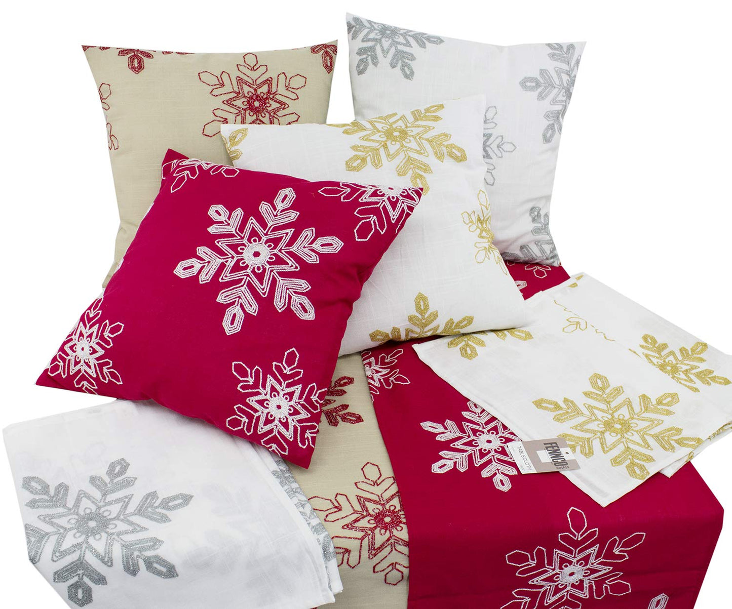 Fennco Styles Holiday Nivalis Collection Snowflake Design Christmas Decorative Throw Pillow - 3 Colors (Pillow Case + Insert, Gold)