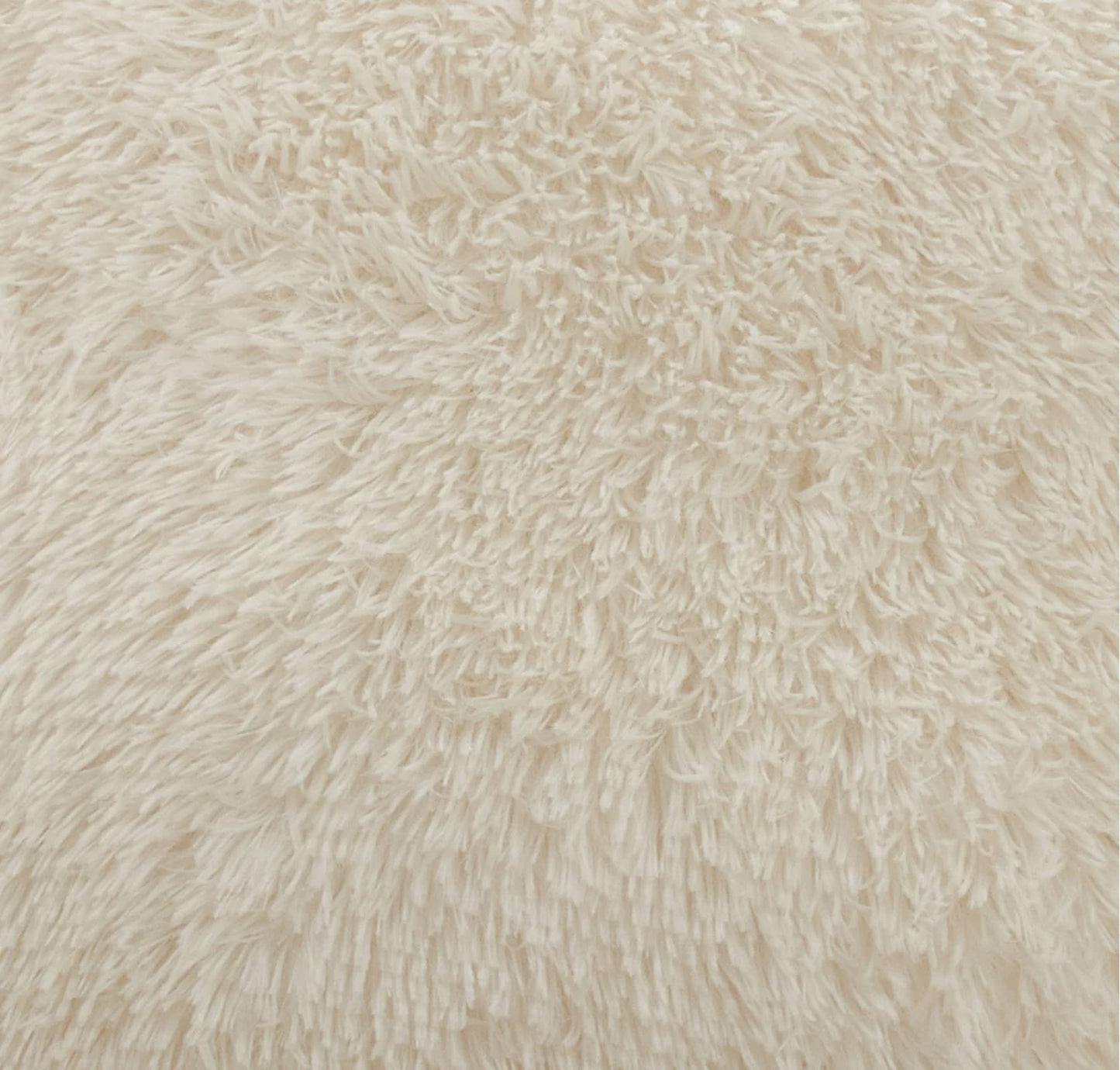 Fennco Styles Classic Faux Fur Decorative Throw Pillow Cover 18 x 18 Inch - Ivory Plush Cushion Case for Home, Couch, Living Room, Office and Holiday Décor