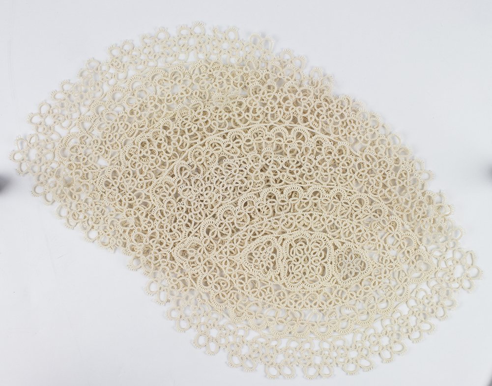 Fennco Styles Handmade All-Over Tatted Lace Doilies, 10-inch Heart Shaped, White Color, Set of 4