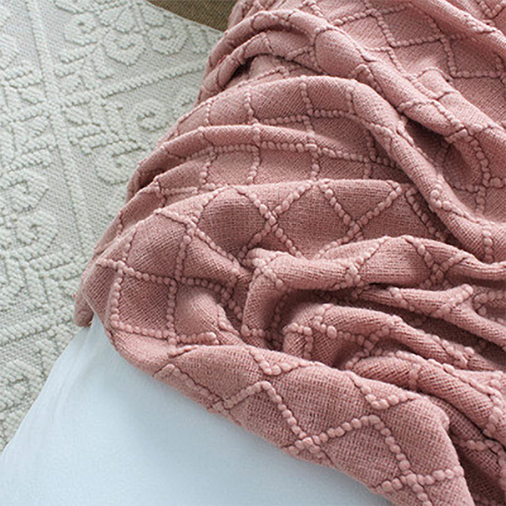 Fennco Styles Rhombus Diamond Knit Modern Fringe Throw 50" W x 60" L - Geometric Throw Blanket for Sofa, Couch, Living Room, Bedroom Décor
