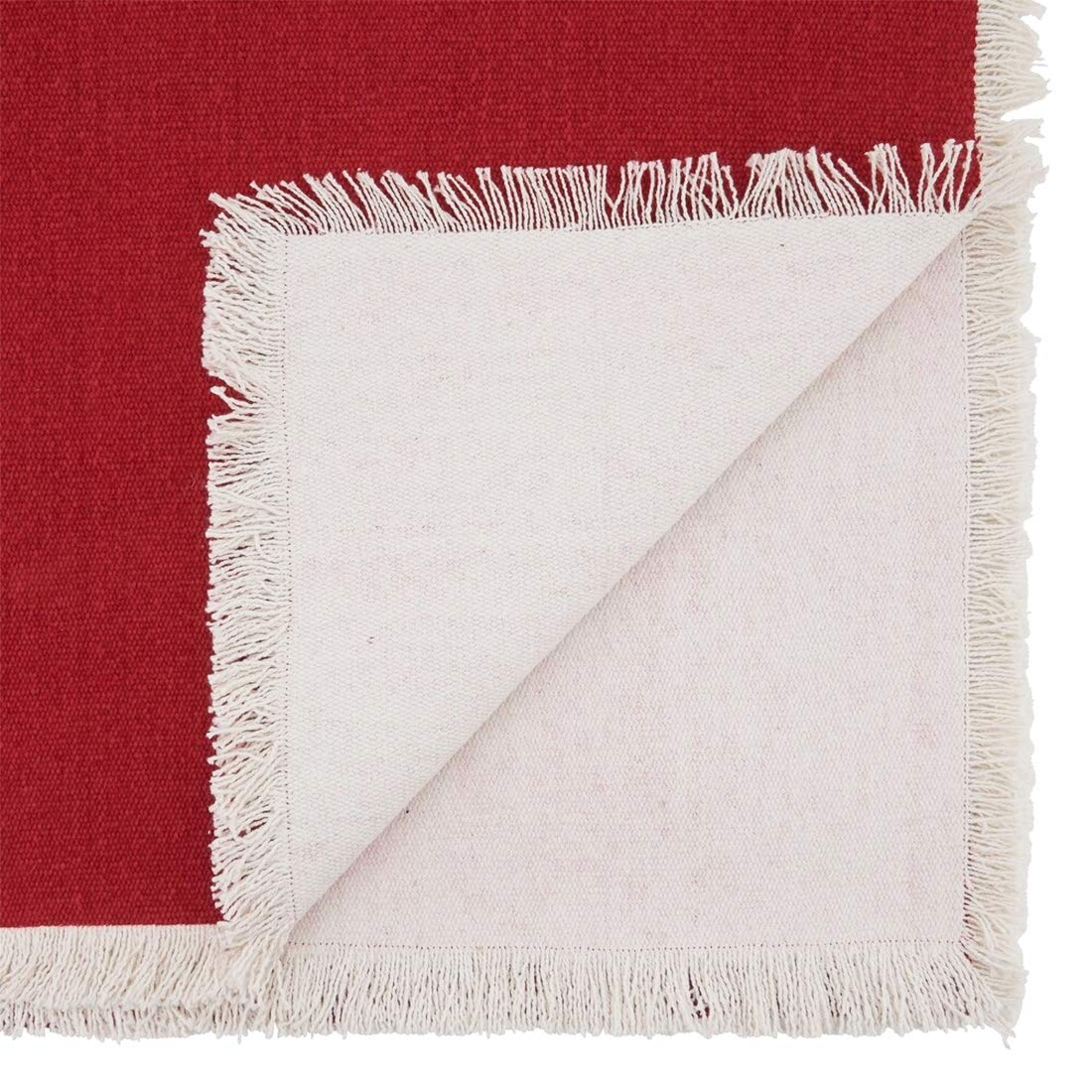 Fennco Styles Fringe Border Design Cotton Table Runner 16" W x 72" L - Table Cover for Christmas, Holiday, Dining Table, Everyday Use, Banquets and Special Occasion