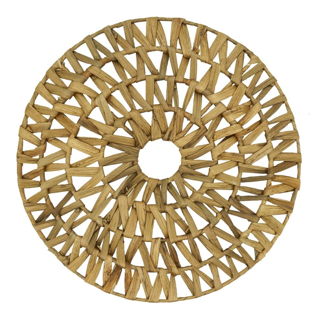 Fennco Styles Woven Water Hyacinth Hollow Out Placemat 15" Round - Natural Table Mat for Home Décor, Dining Table, Banquets, Holiday and Special Occasion