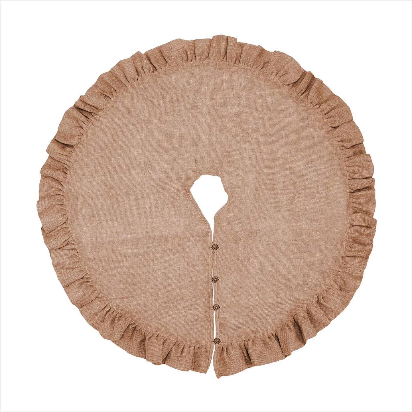 Fennco Styles Holiday Décor Ruffled Jute Christmas Tree Skirt - Natural Burlap Tree Skirt for Home, Office, Outdoor, Winter Holidays and Special Occasions