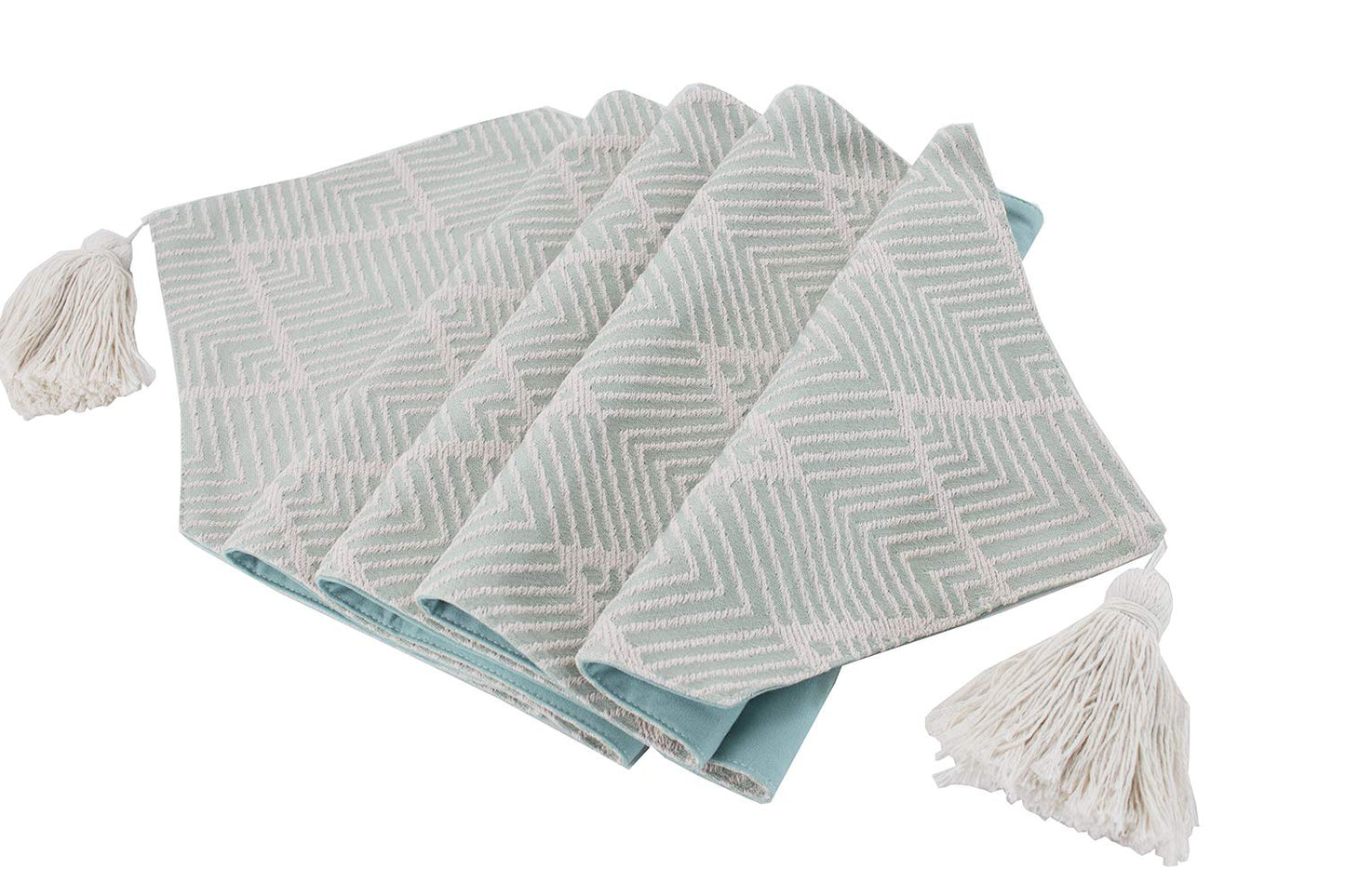 Fennco Styles Contemporary Chevron Tassel Cotton Blend 14 x 71 Inch Table Runner – Woven Table Runner for Indoor Party, Family Gathering, Beach House and Home Décor