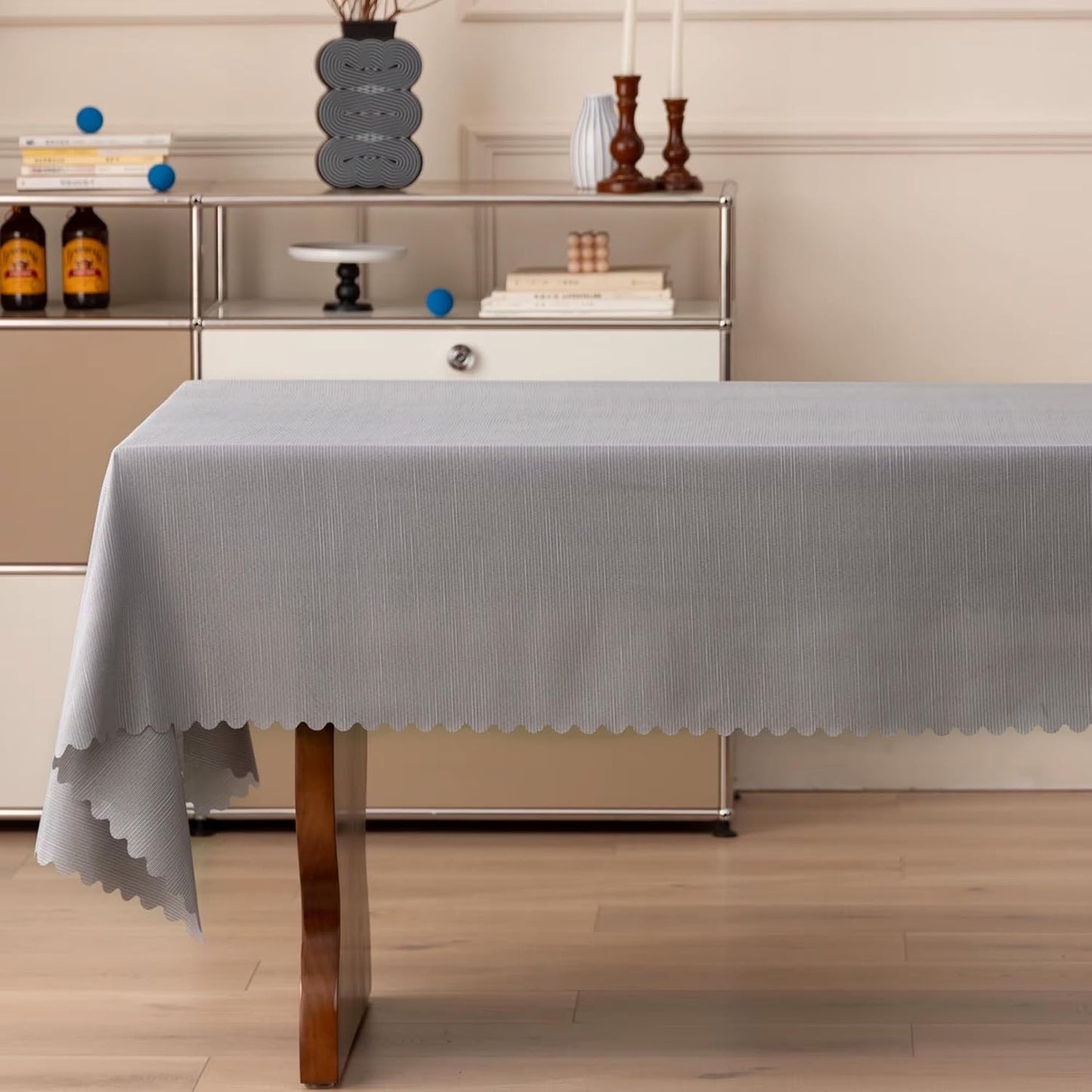 Fennco Styles Wave Border Solid Tablecloth