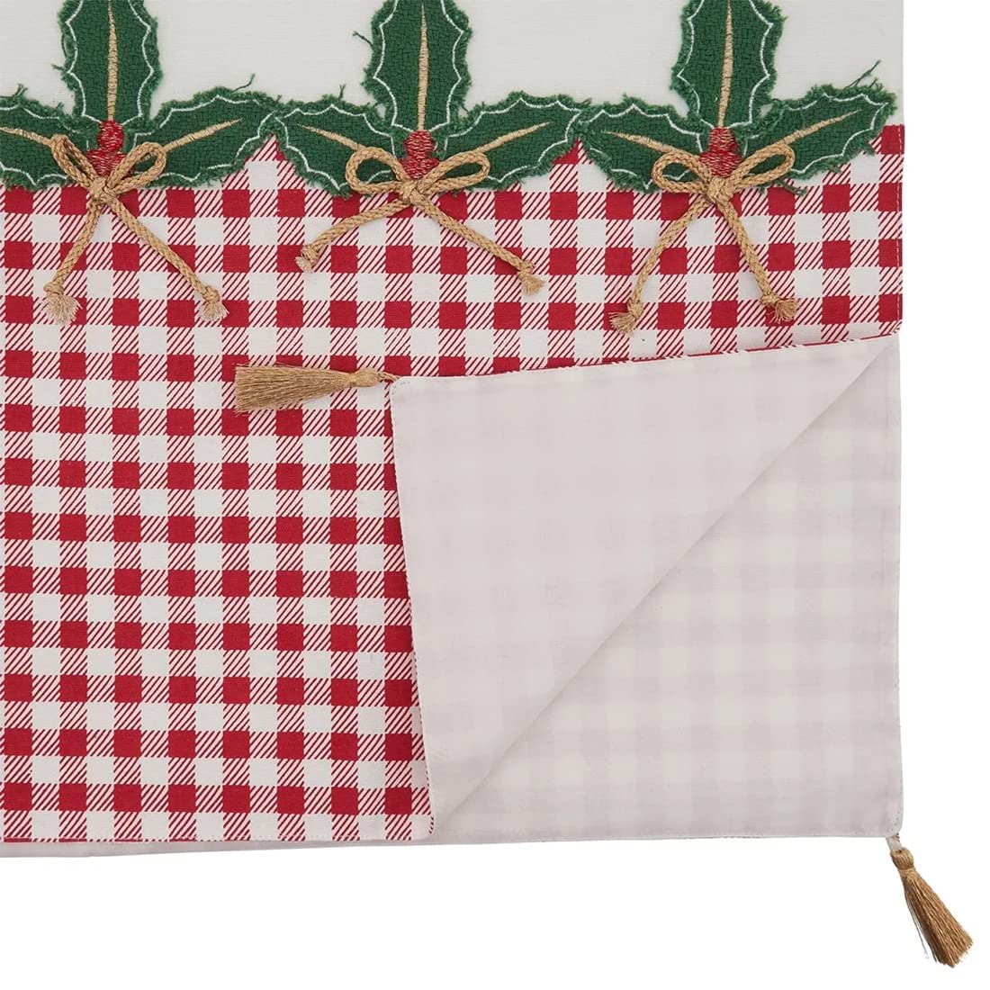 Fennco Styles Buffalo Plaid Holly Table Runner 16" W x 72" L - Classic Plaid Design for Home, Dining Table, Holiday, Christmas Décor, Banquet, Family Gathering and Special Occasion