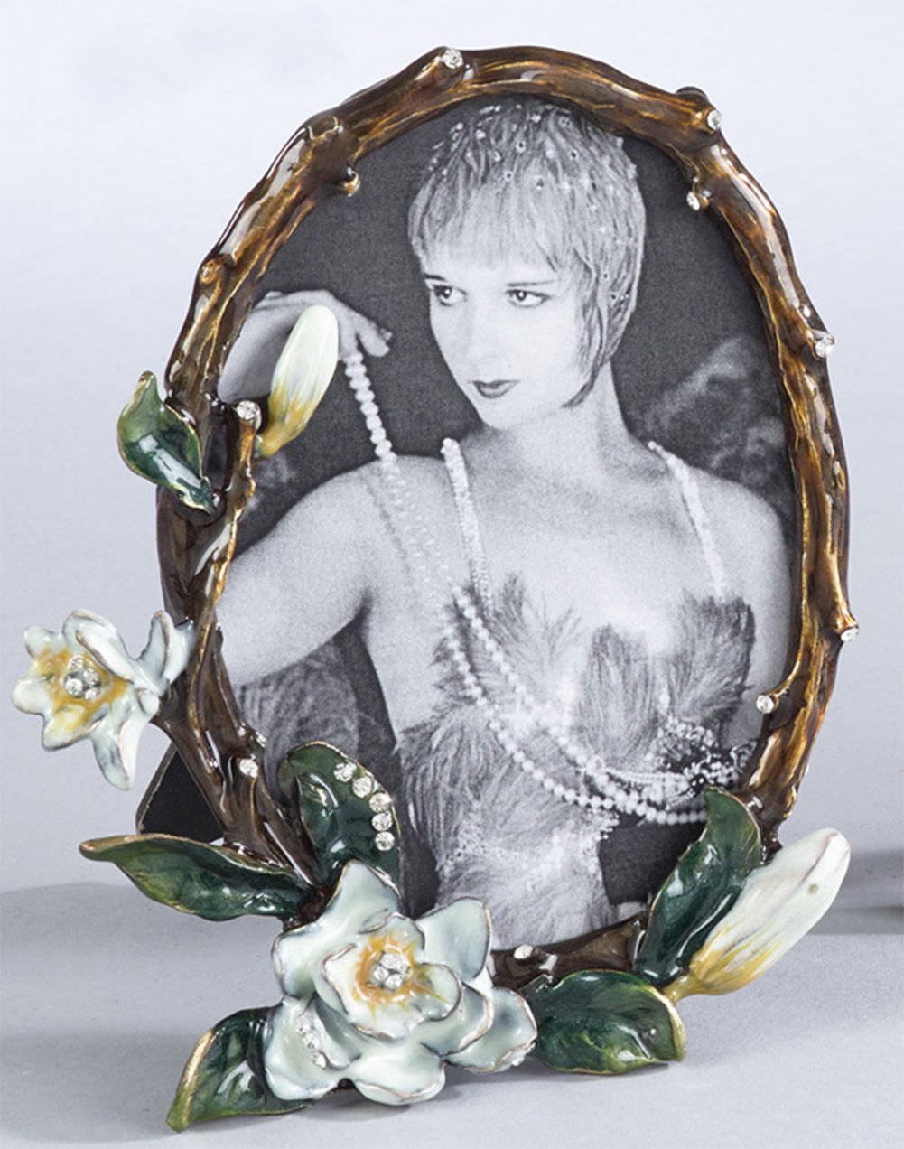 Fennco Styles Gorgeous Vintage Enamel Floral Crystal Photo Frame-3.5"x5"
