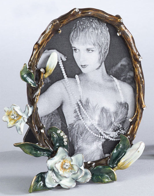 Fennco Styles Gorgeous Vintage Enamel Floral Crystal Photo Frame-3.5"x5"