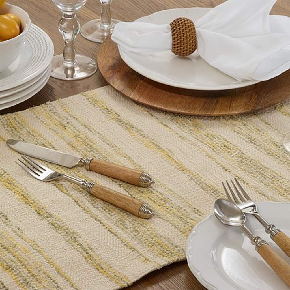 Fennco Styles Woven Stripe Cotton Table Runner 16" W x 72" L - Yellow Rectangular Table Cover for Home Décor, Dining Table, Banquets, Family Gathering and Special Events