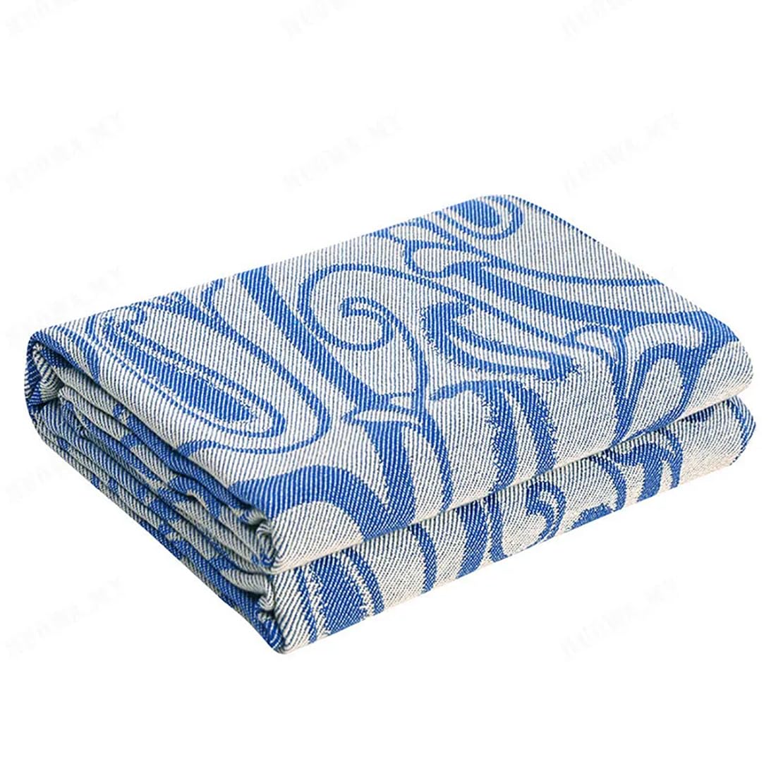 Fennco Styles Modern Paisley Knit Throw Blanket 50" W x 60" L – Blue Bohemian Lightweight Blanket for Indoor Outdoor, Couch, Bedroom, Living Room and Office Décor