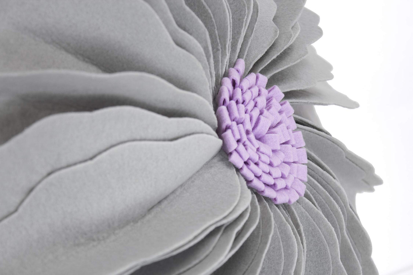 Fennco Styles Handmade Garden 3D Sunflower Decorative Throw Pillow Cover 13" Round - Lilac Floral Pillow Case for Couch, Living Room and Bedroom Décor