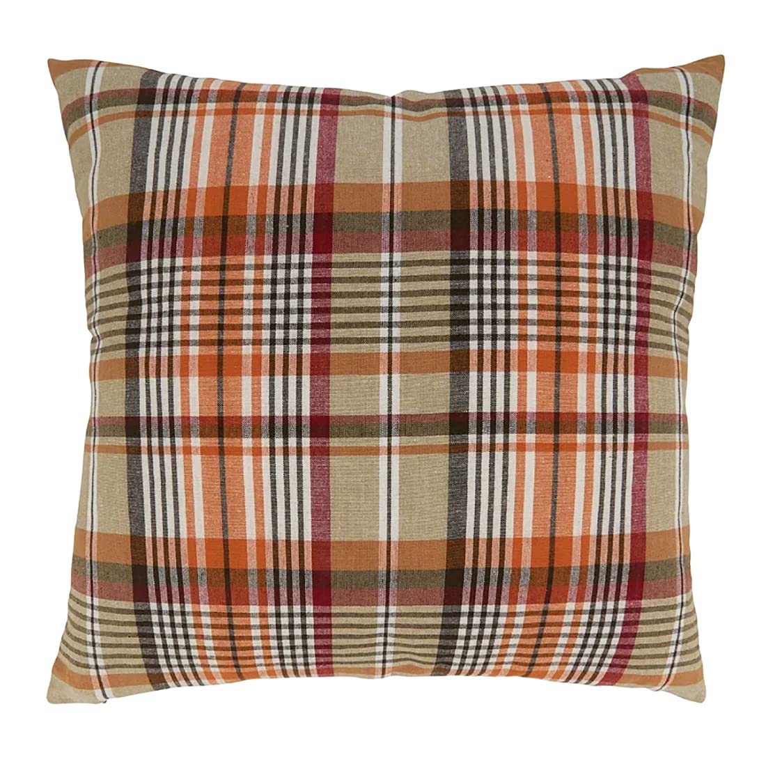 Fennco Styles Harvest Tartan Plaid Cotton Decorative Throw Pillow Cover 20" W x 20" L - Multicolored Festive Cushion Case for Home, Couch, Holidays, Christmas, Thanksgiving and Special Occasion