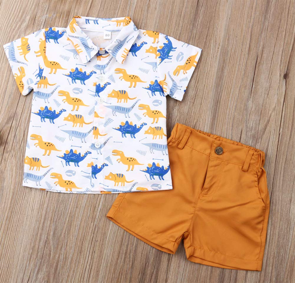 Styles I Love Little Boys Dinosaurs Printed Button-Up Shirt and Shorts 2pcs Casual Outfit Spring Summer Boy Clothes