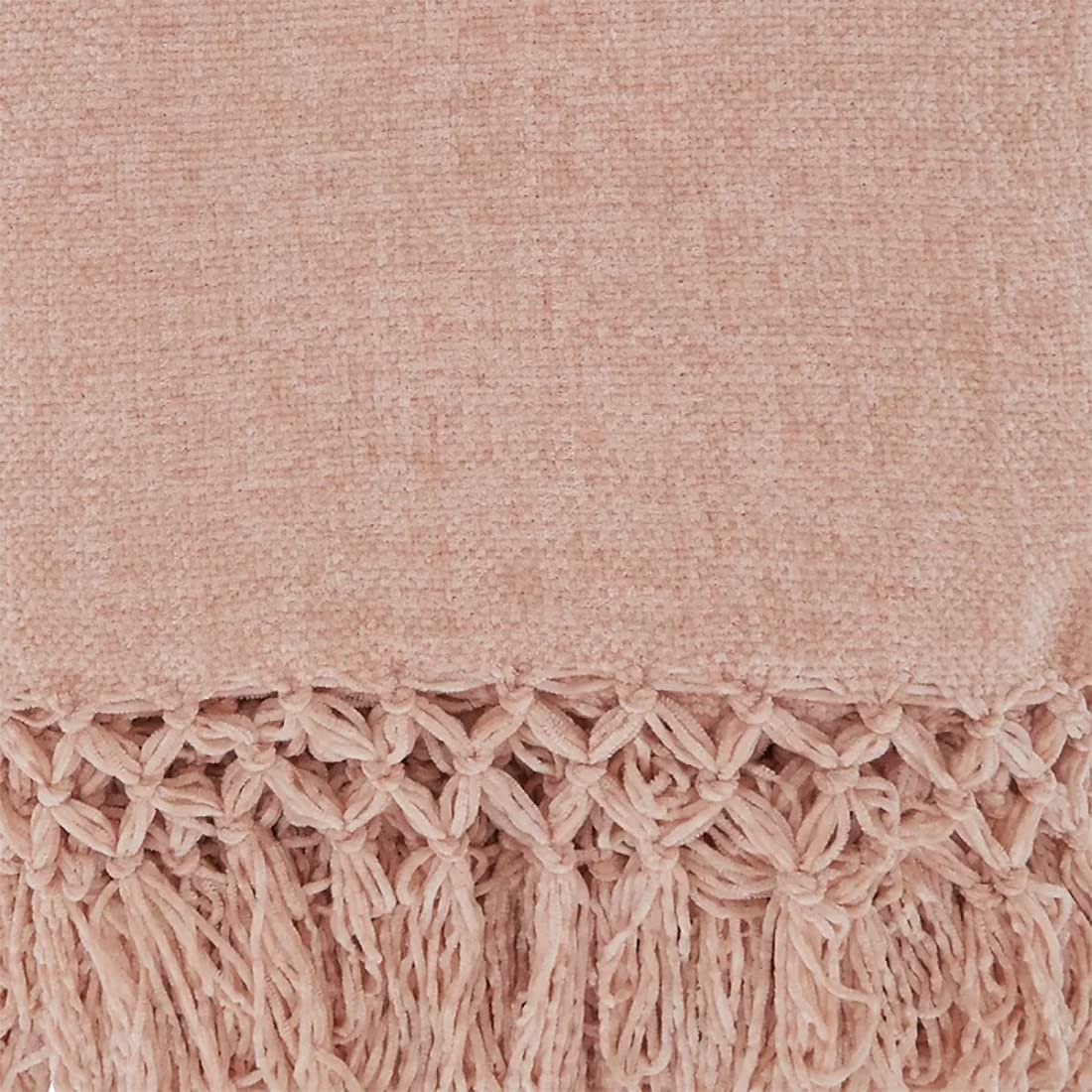 Fennco Styles Hand Knotted Chenille Throw 50" W x 60" L - Solid Throw Blanket for Couch, Living Room, Bedroom, Christmas, Holiday and Home Décor