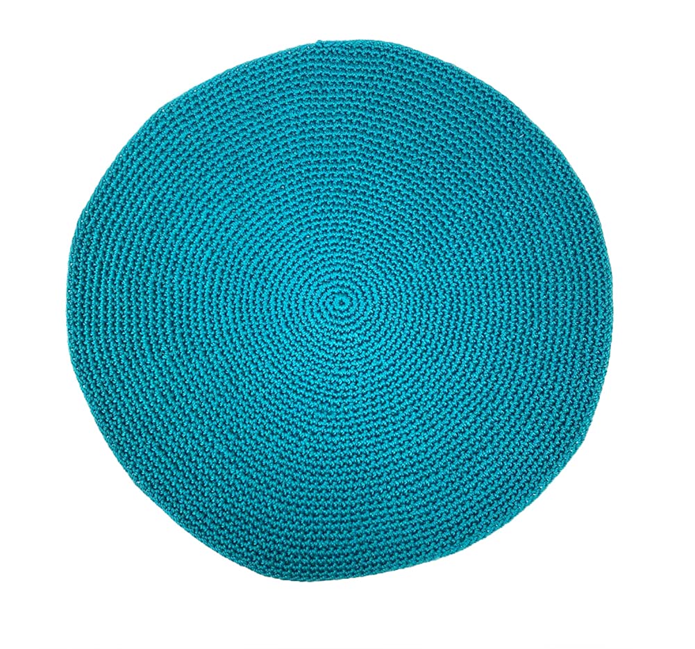Fennco Styles Handmade Crochet Farmhouse Placemats 14-inch Round, Set of 4 - Decorative Table Mats for Home Décor, Dining Table, Banquets and Special Events