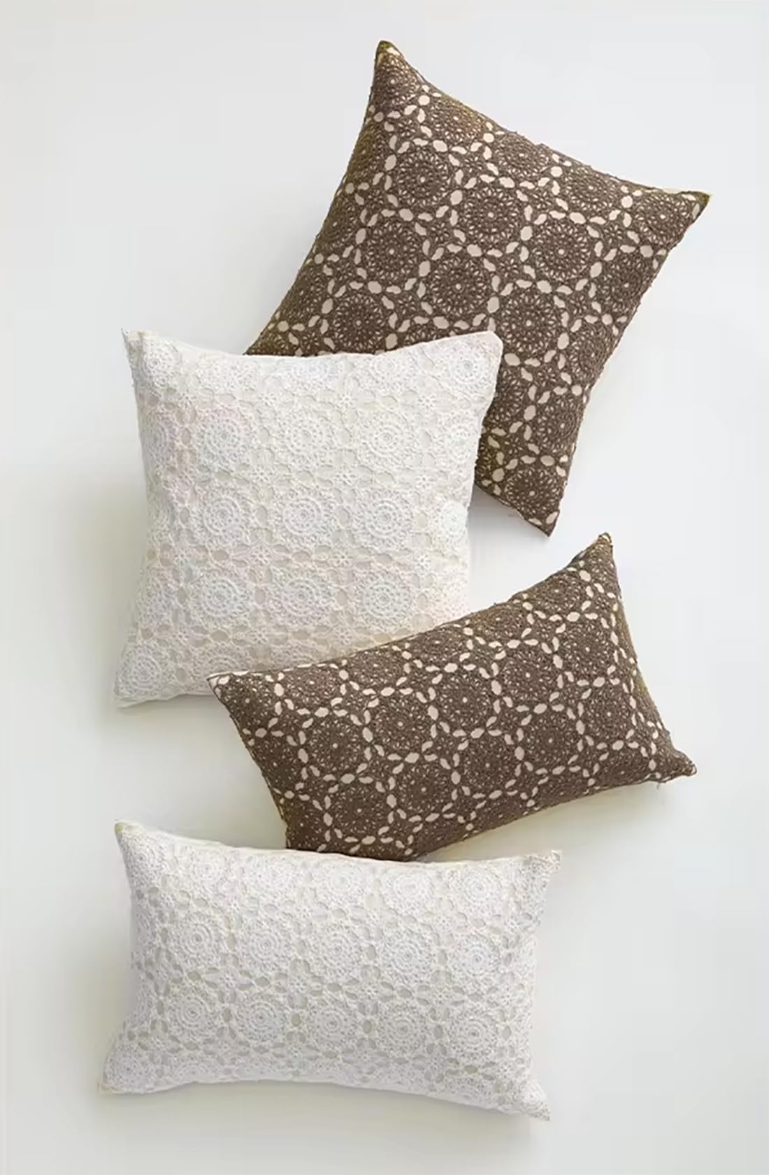 Fennco Styles Embroidered Lace Floral Decorative Throw Pillow Cover