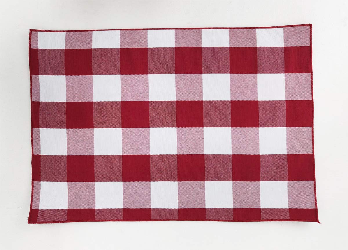 Fennco Styles Buffalo Check Double Layers Reversible Placemats 14" W x 20" L, Set of 4 - Handmade in USA - Plaid Table Mats for Everyday Use, Banquet, Holiday, Family Gathering, Special Occasion