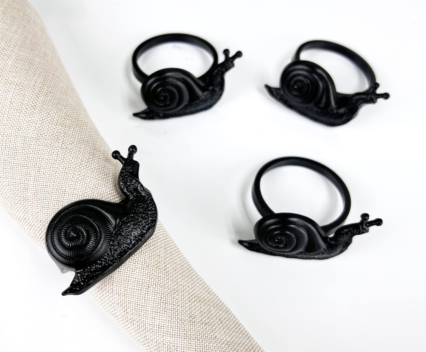 Fennco Styles Nature's Touch Snail Metal Napkin Rings, Set of 4 – Copper Napkin Holders for Family Dinner, Themed Party, Table Décor, Banquets, Holidays and Special Occasion