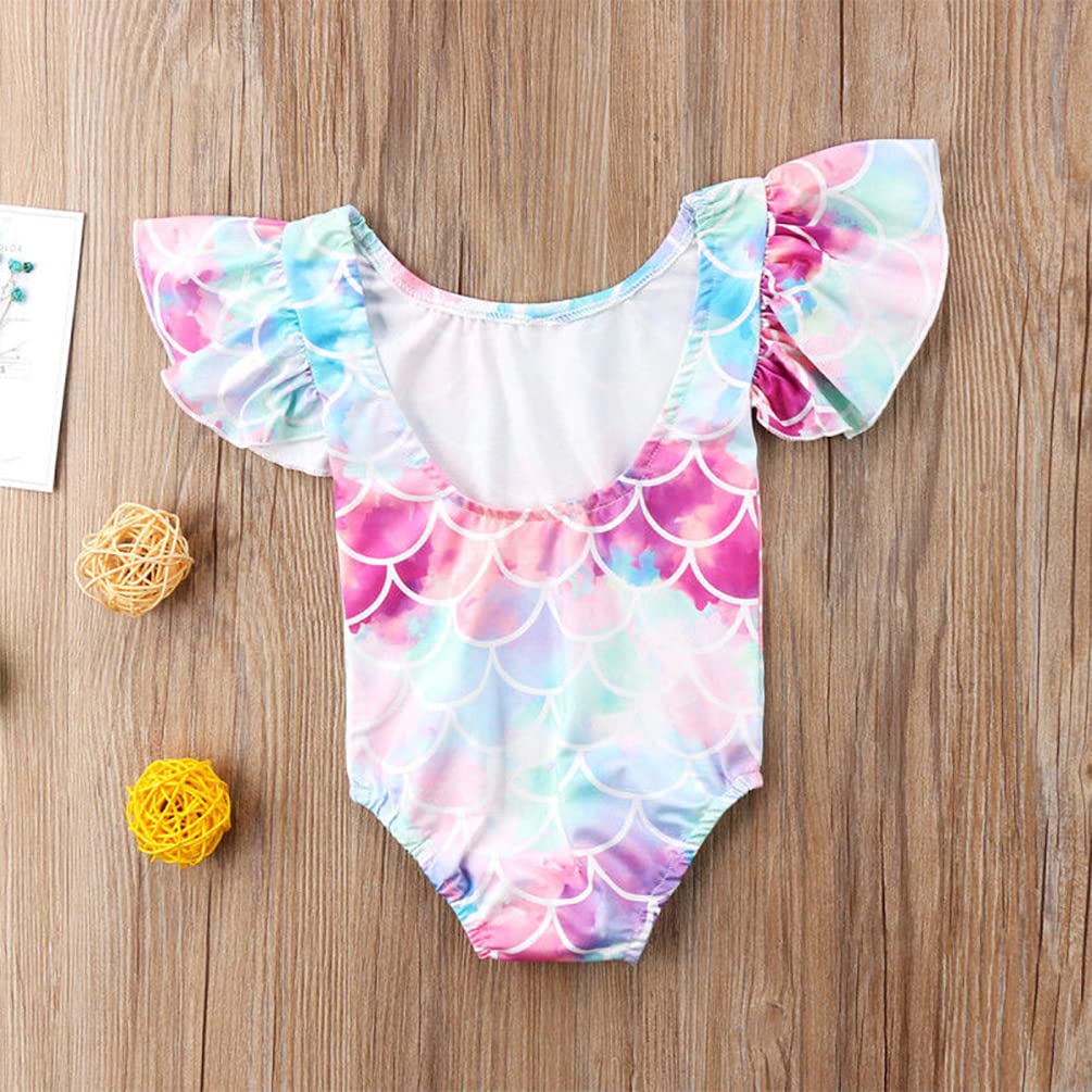 stylesilove Baby Toddler Girls Mermaid Ruffled One-Piece Swimsuit Multicolor Bathing Suit Beach Swimwear
