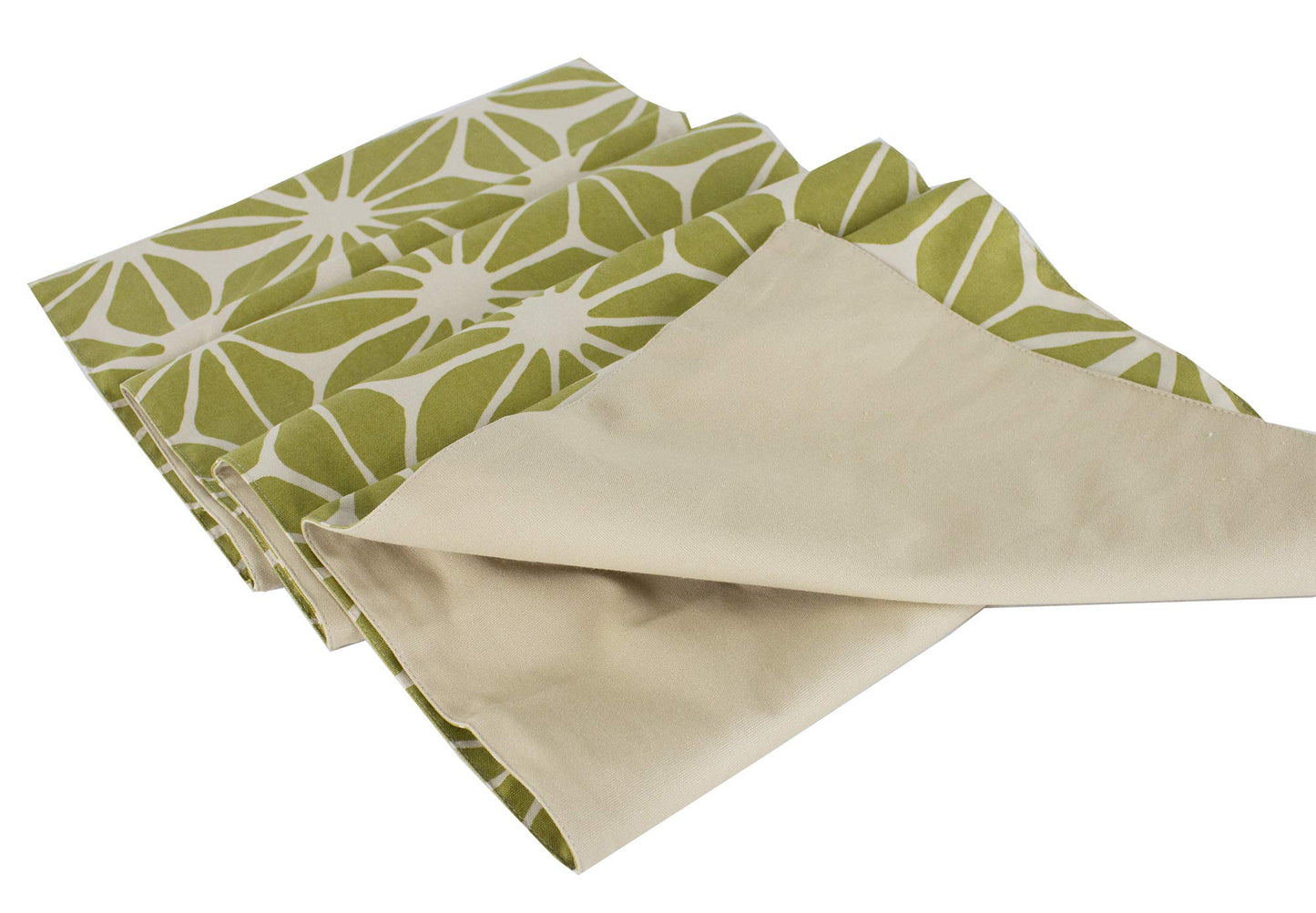 Fennco Styles Poinsettia Print 13 x 59 Inch Cotton Table Runner - Green Table Runner for Holiday Decor, Banquest, Special Events, Family Gathering and Everyday Use
