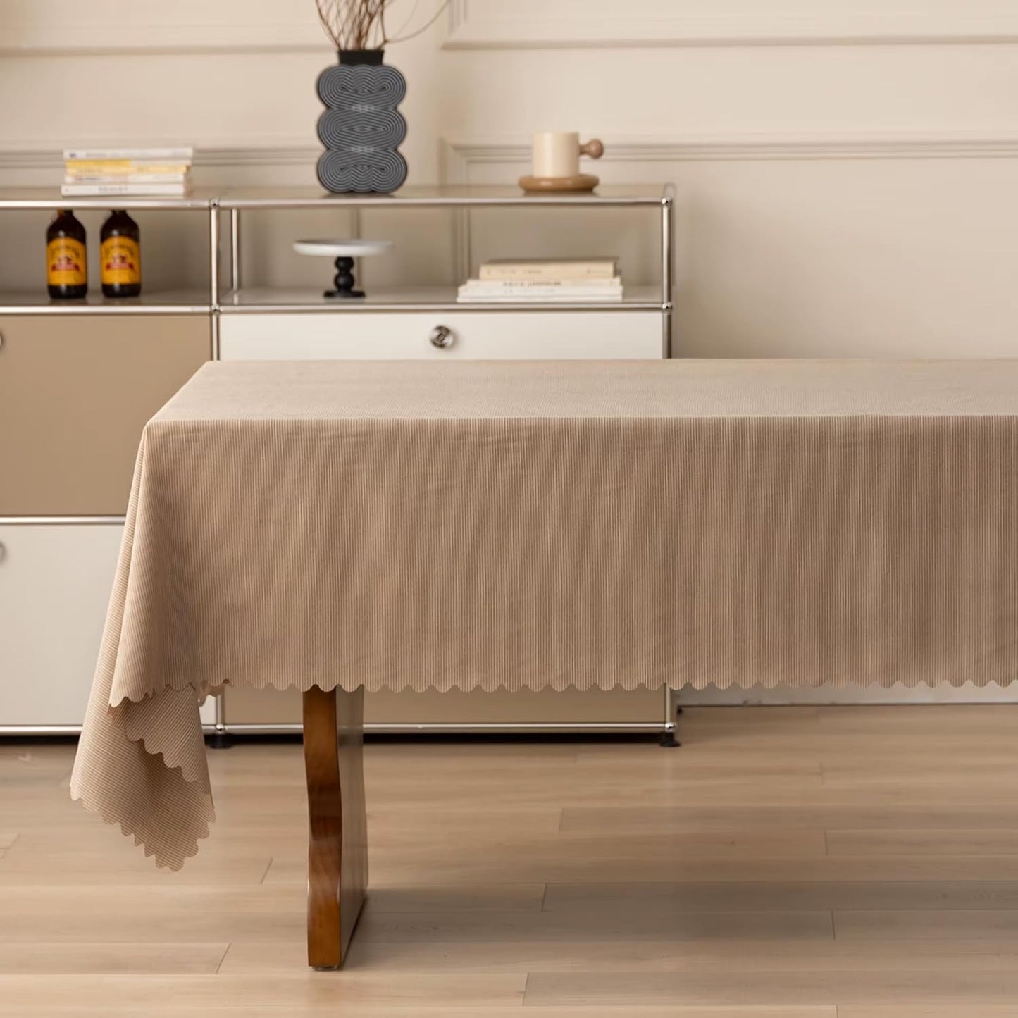Fennco Styles Wave Border Solid Tablecloth