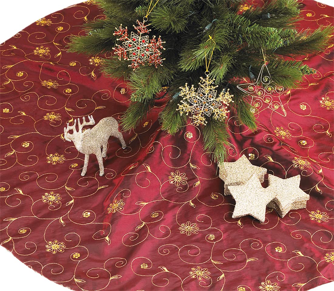 Fennco Styles Sequins Burgundy 54" Tree Skirt