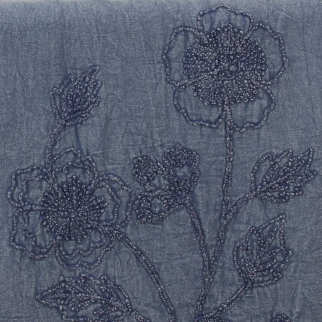 Fennco Styles Stonewashed Floral Cotton Table Runner 16" W x 72" L - Denim Blue Flower Table Cover for Home Décor, Banquet, Family Gathering, Everyday Use and Special Occasion