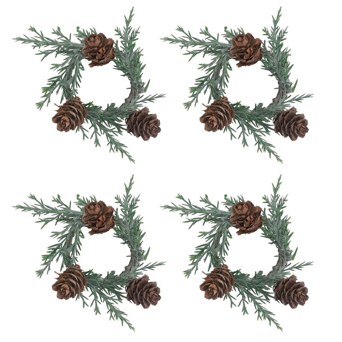 Fennco Styles Handmade Christmas Decorative Napkin Rings, Set of 4 - Green Napkin Holders for Home, Dining Room, Banquet, Family Gathering, Holiday Decor and Special Occasion