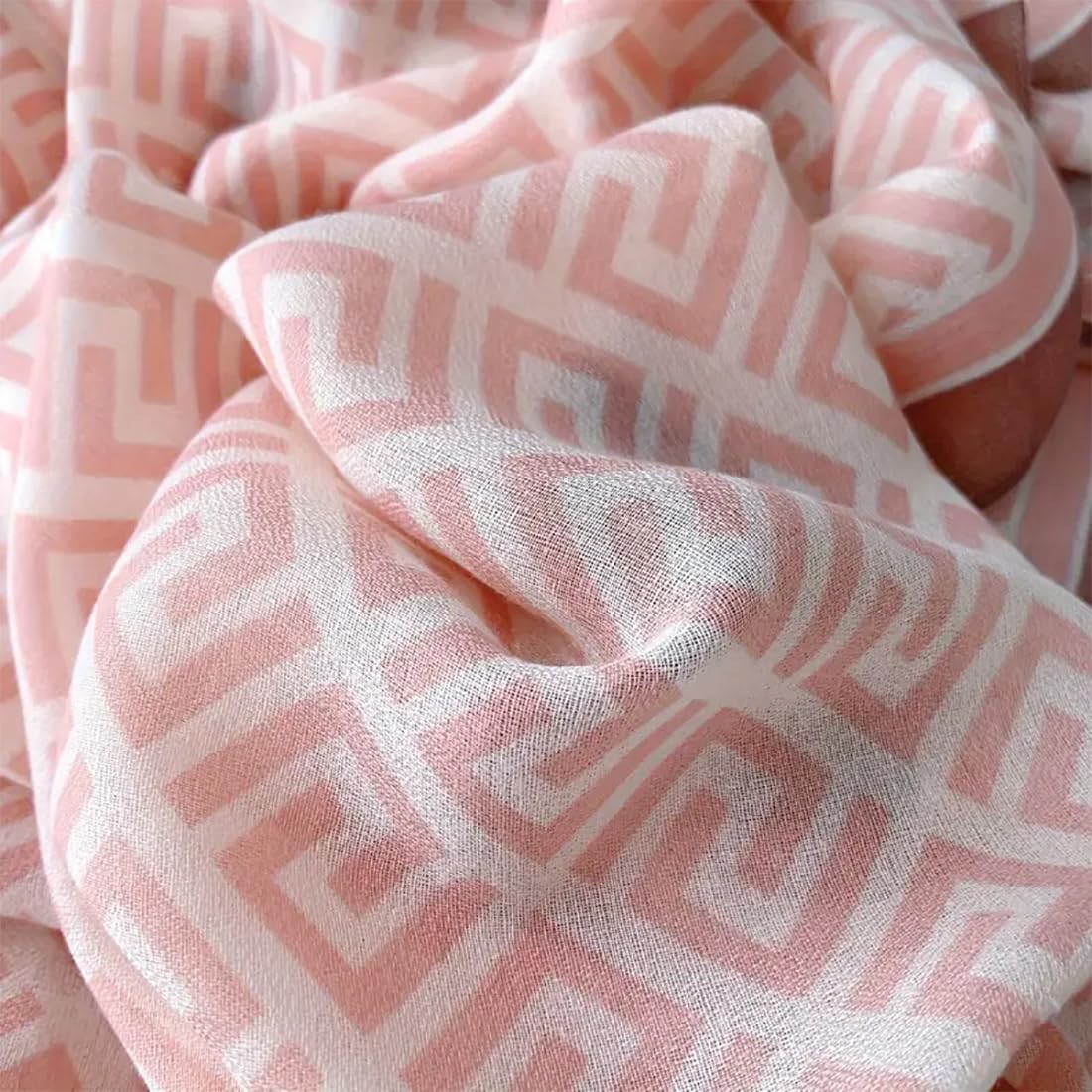 stylesilove Women Geometric Maze Print Scarf with Border Design Soft Shawl Scarves Neck Wraps for All Season, 3 Colors