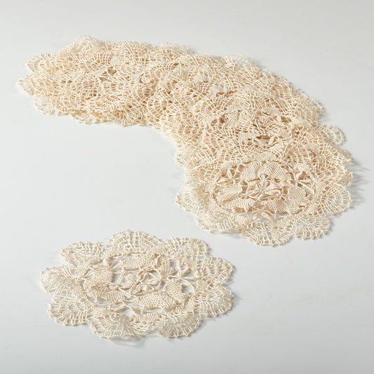 Fennco Styles Handmade All-Over Cluny Lace Cotton Doilies, 6 Inches Round, Beige (12)