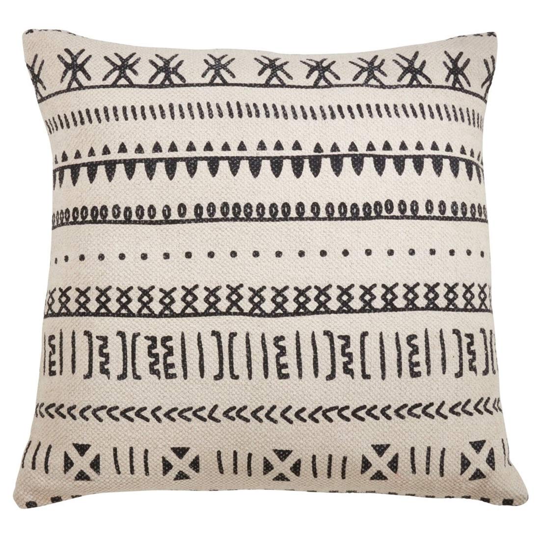 Fennco Styles Eclectic Mud Cloth Pattern Design 100% Cotton Decorative Throw Pillow Cover 22 x 22 Inch - Natural Geometric Pillow Case for Home, Couch, Living Room and Bedroom Décor